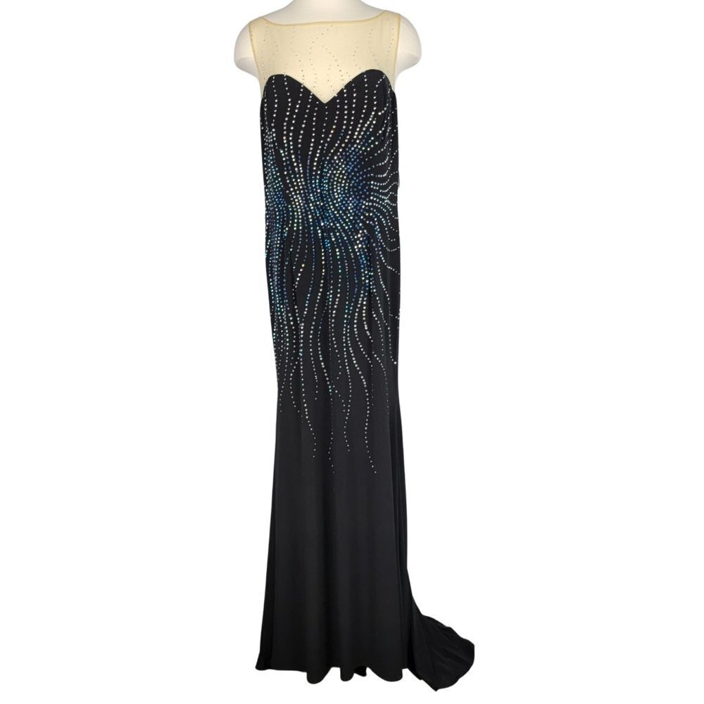 Blush Prom By Alexia Illusion Mermaid Maxi Dress Womens Formal Gown 14 Black